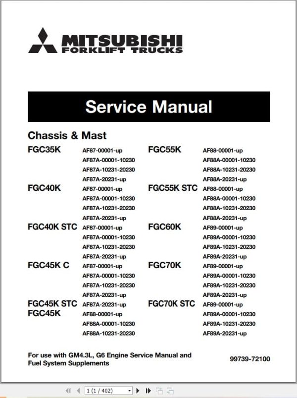 Mitsubishi Forklift FGC35K FGC40K FGC45K FGC45K C FGC60K FGC70K FGC70K STC Service Manual (1)