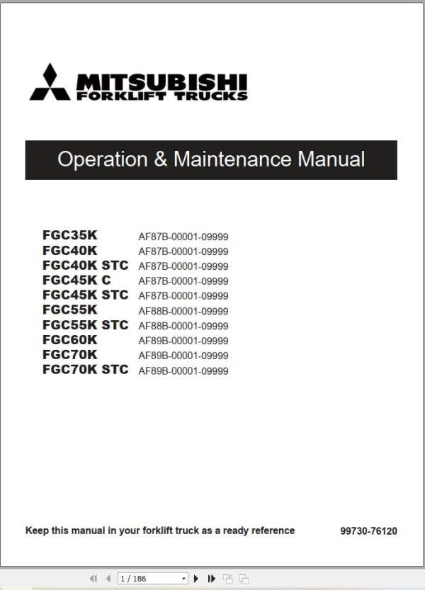 Mitsubishi Forklift FGC35K FGC70K Service Operation Manual 02.2024 (2)