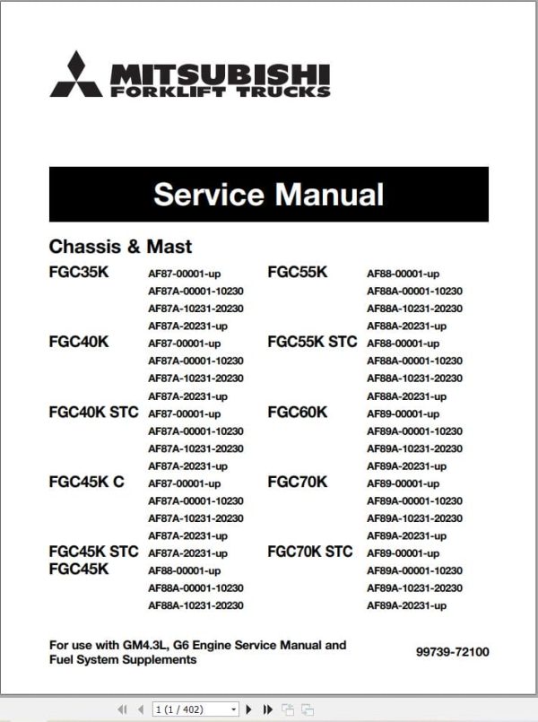 Mitsubishi Forklift FGC45K C Service Operation Manual 12.2022 (1)