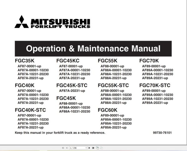Mitsubishi Forklift FGC45K C Service Operation Manual 12.2022 (3)