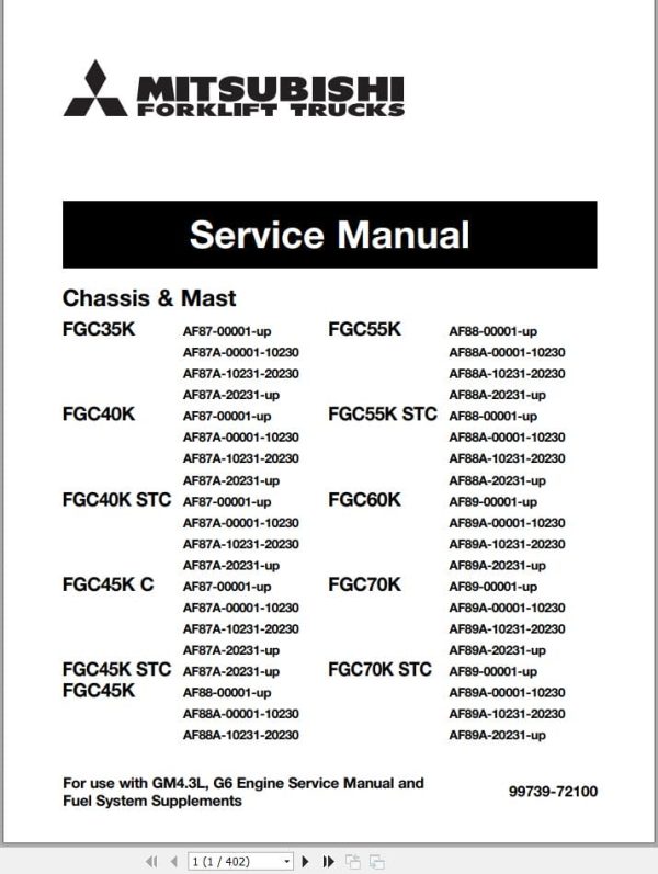 Mitsubishi Forklift FGC45K STC Service Operation Manual 12.2022 (1)