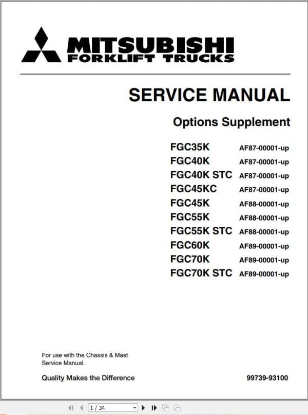 Mitsubishi Forklift FGC55K FGC55K STC Service Manual (1)