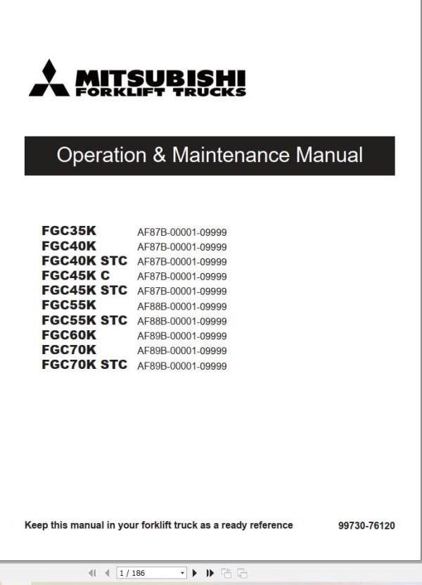 Mitsubishi Forklift FGC55K STC FGC70K STC Service Operation Manual 12.2022 (3)