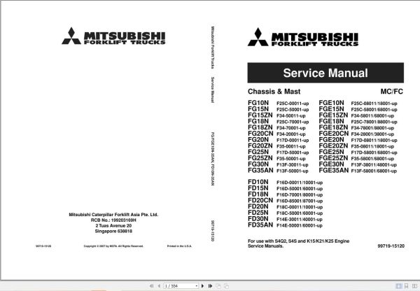 Mitsubishi Forklift FGE15N FGE18N FGE20CN Service Operation Manual (1)