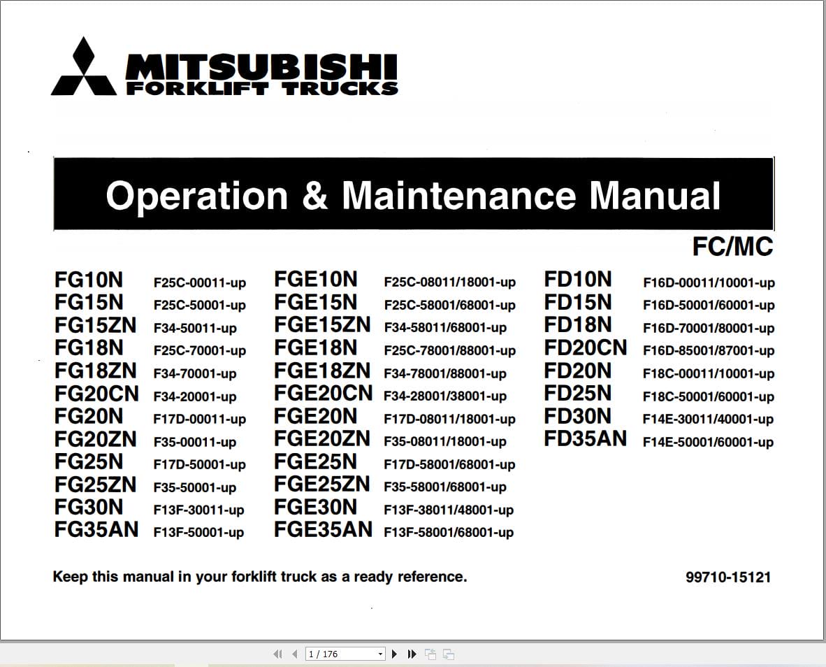 Mitsubishi Forklift FGE15ZN Service Operation Manual (2)