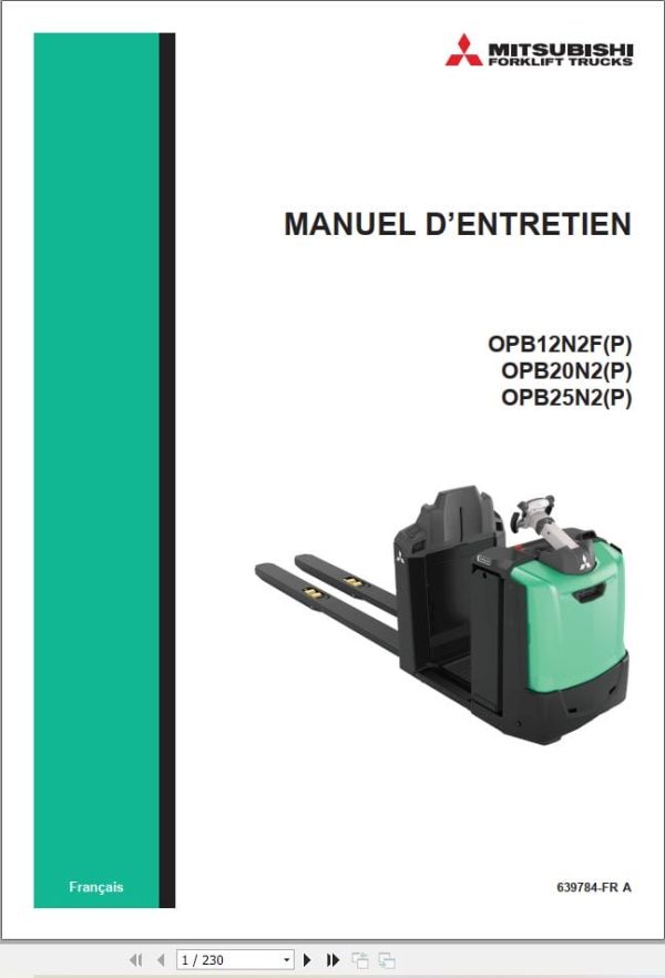 Mitsubishi Forklift OPB12N2F OPB25N2P Service Operation Manual 06.2023 (2)