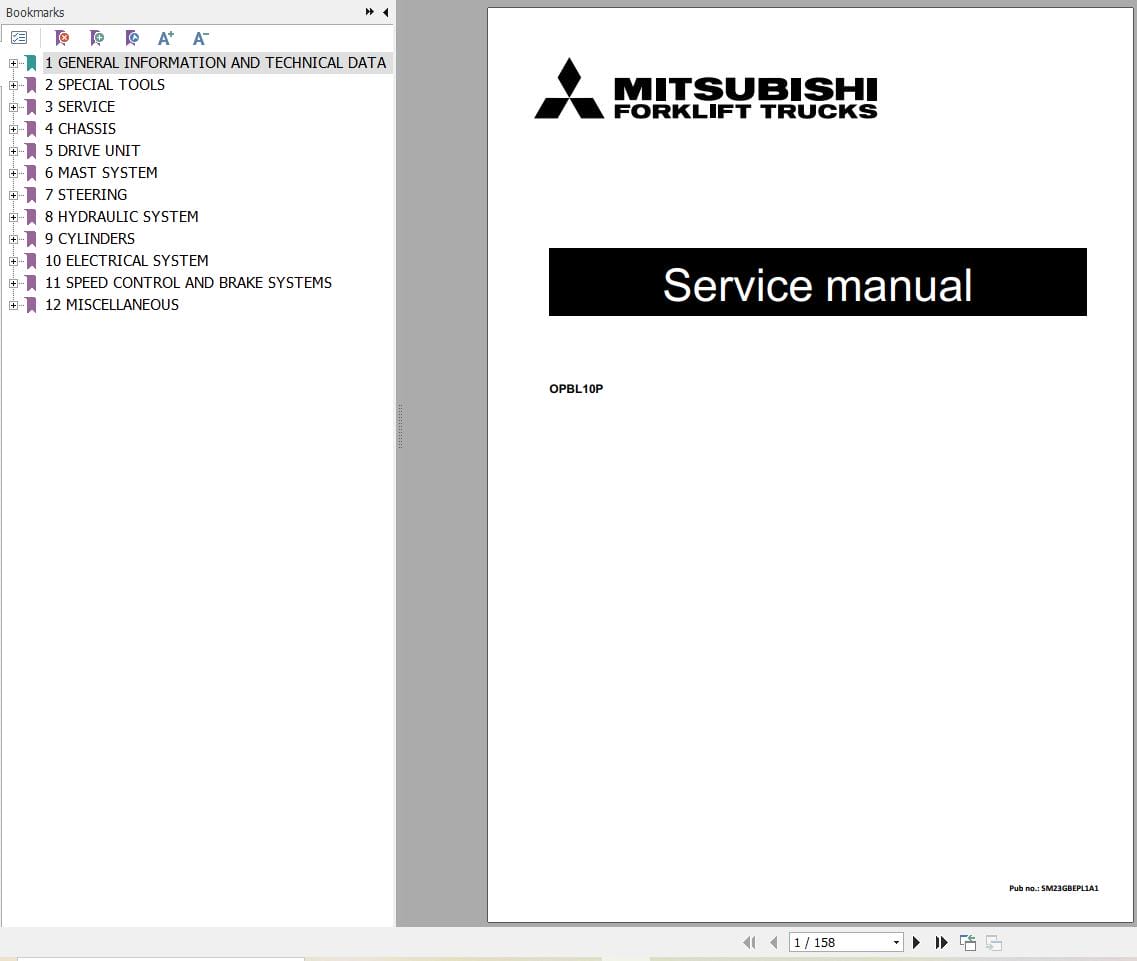 Mitsubishi Forklift OPBL10P Service Operation Manual (1)