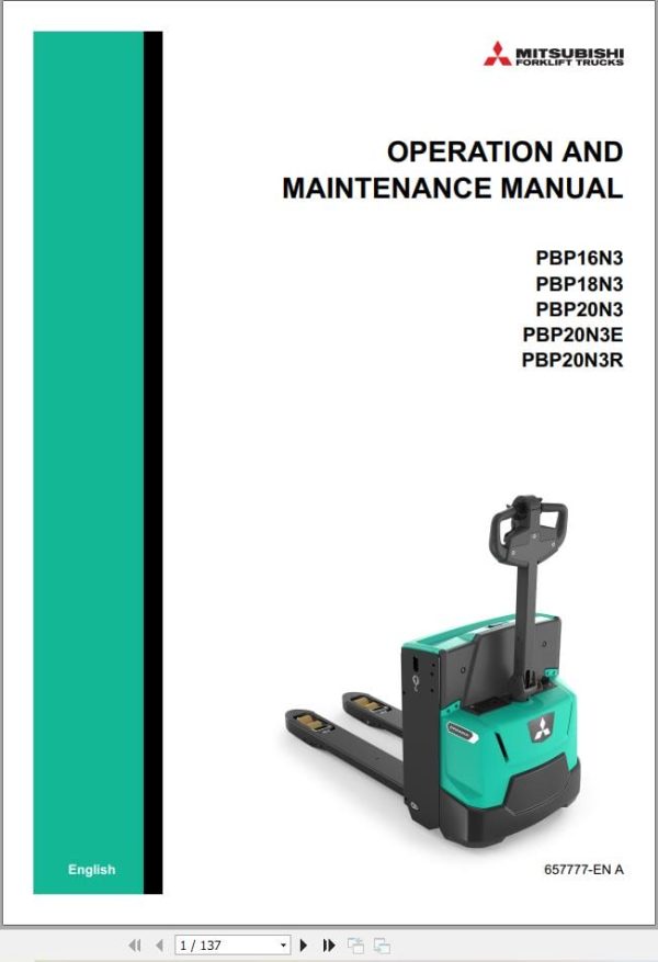 Mitsubishi Forklift PBP16N3 PBP20N3R Service Operation Manual 06.2023 (3)