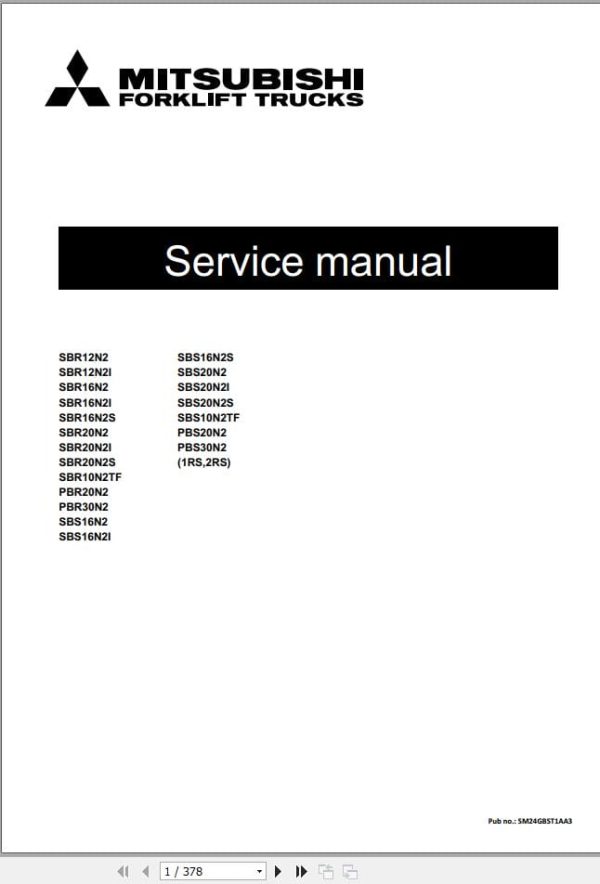 Mitsubishi Forklift PBR20N2 to PBS30N2 Service Operation Manual 02.2024 (1)