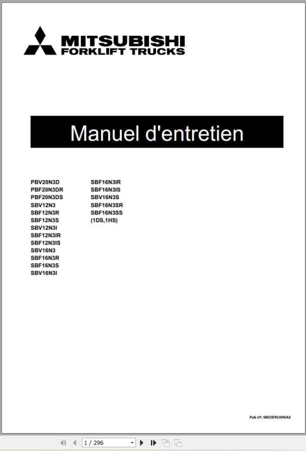 Mitsubishi Forklift PBV20N3D to SBF16N3SS Service and Operation Manual 06.2023 (3)