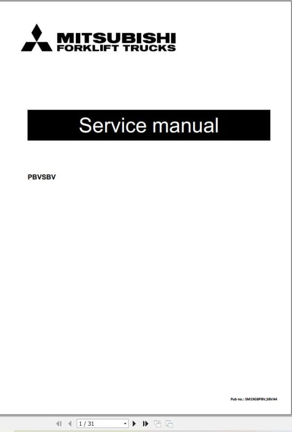 Mitsubishi Forklift PBV20PD SBV12P SBV12PI SBV16P SBV16PI SBV16PS Service Operation Manual (1)