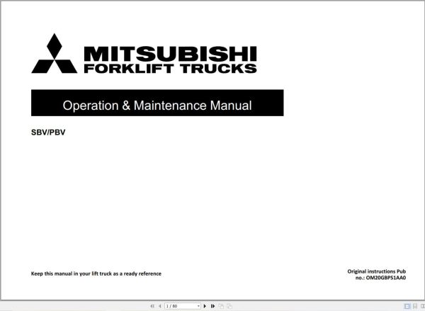Mitsubishi Forklift PBV20PD SBV12P SBV12PI SBV16P SBV16PI SBV16PS Service Operation Manual (3)