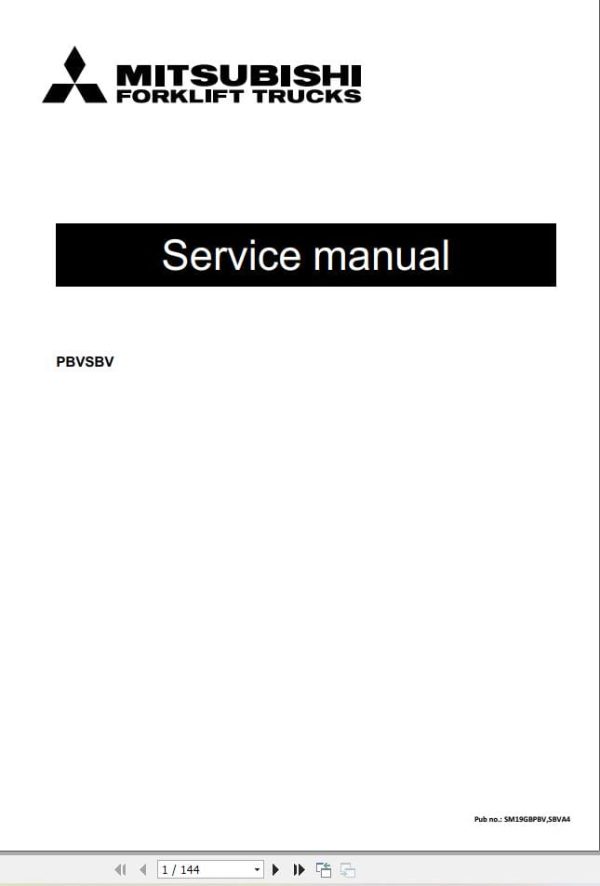 Mitsubishi Forklift PBV20PD Service Operation Maintenance Manual 12.2023 (1)