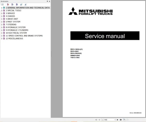 Mitsubishi Forklift RB12 14N3(L)(C) to THD13 15N3 Diagrams and Service Manual (1)