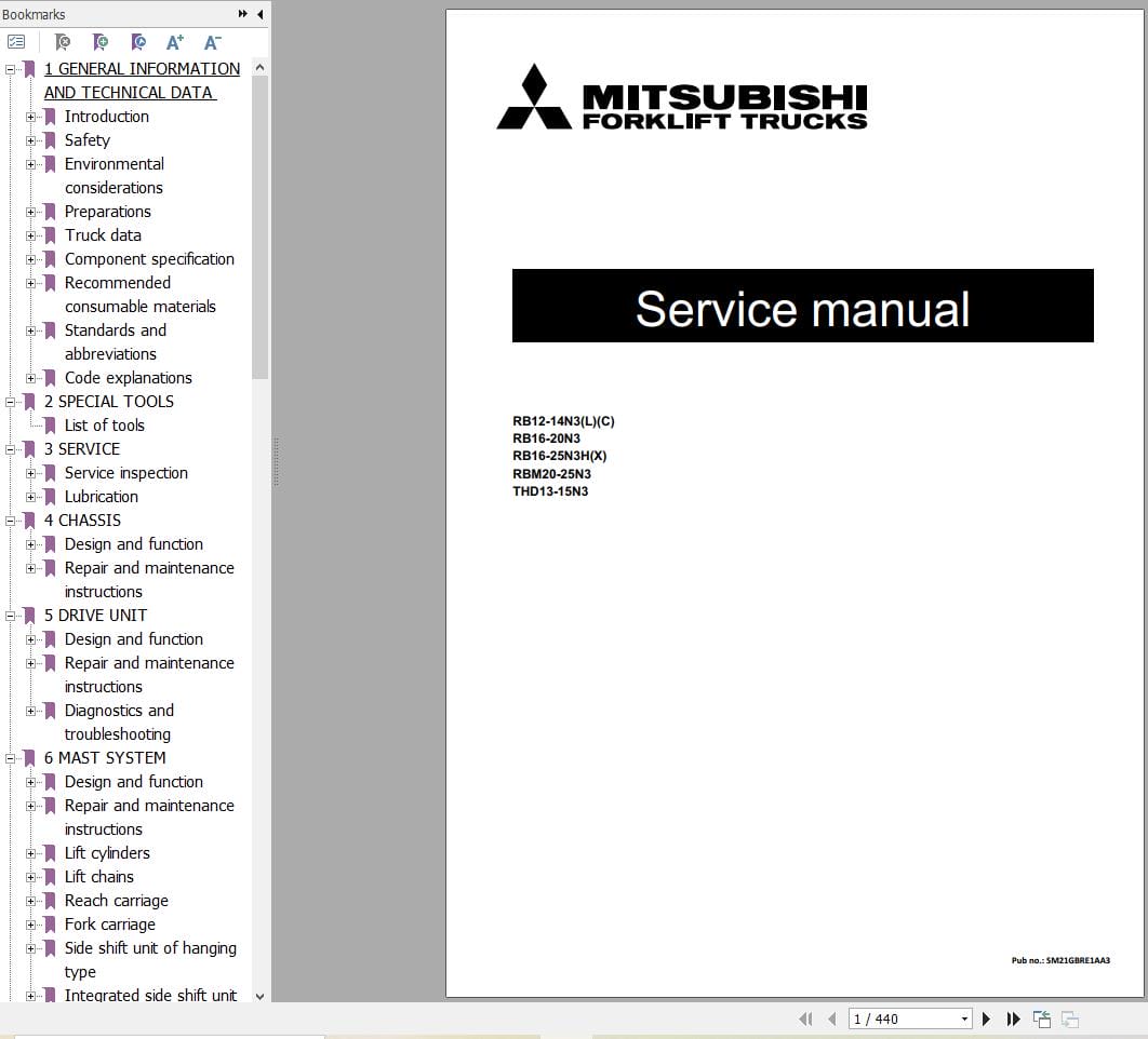 Mitsubishi Forklift RB12 14N3(L)(C) to THD15N3 Operation Service Manual 04.2024 (2)