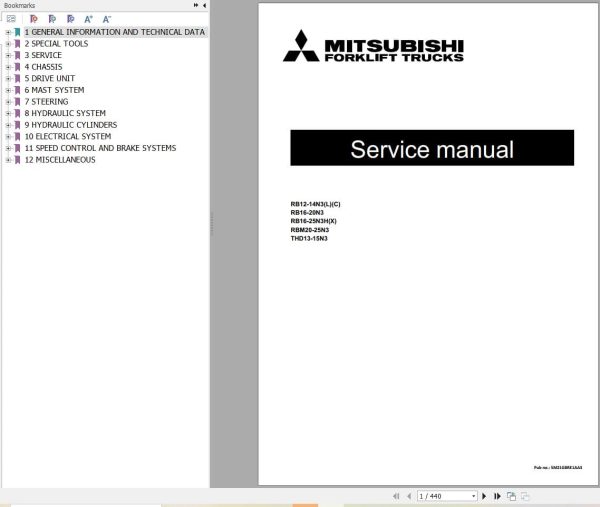 Mitsubishi Forklift RB12N3L RB14N3L Diagrams and Service Manual (1)