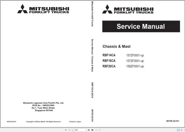 Mitsubishi Forklift RBF14CA RBF20CA Service Operation Manual (1)