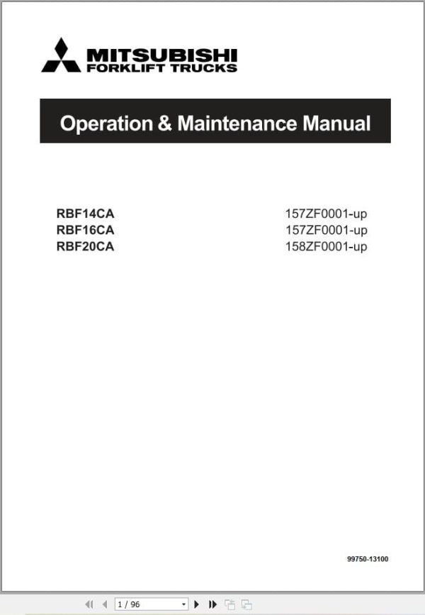 Mitsubishi Forklift RBF14CA RBF20CA Service Operation Manual (2)