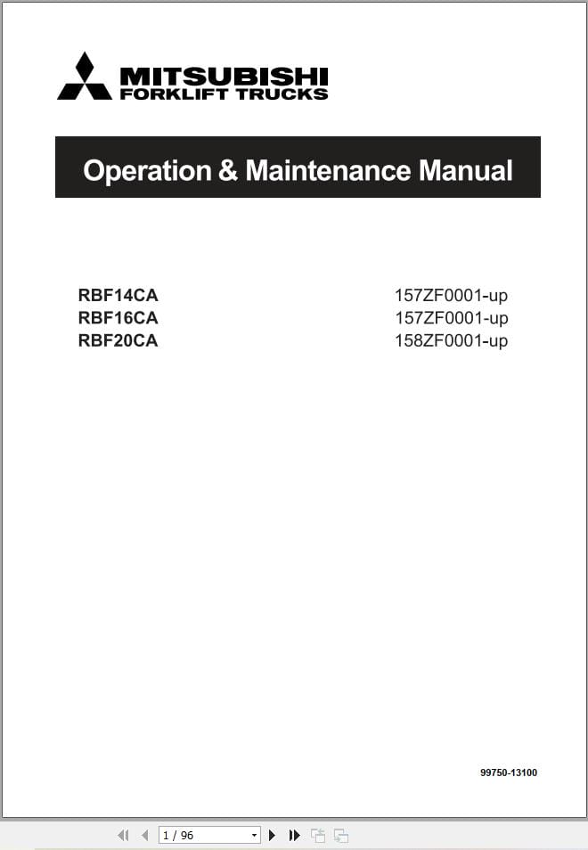 Mitsubishi Forklift RBF14CA RBF20CA Service Operation Manual (2)
