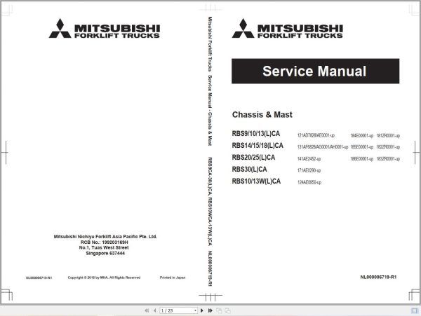 Mitsubishi Forklift RBS10CA RBS10 13W(L)CA Service Manual (1)