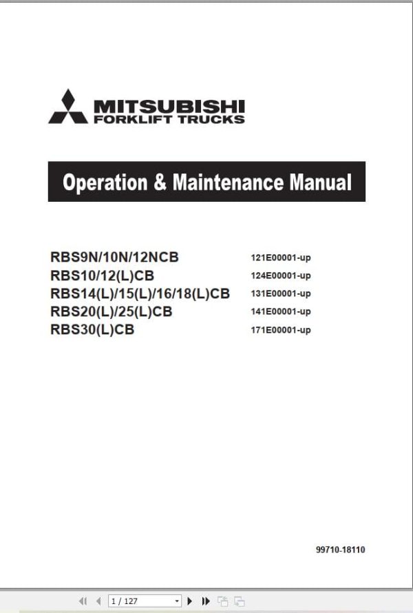 Mitsubishi Forklift RBS10CB RBS10NCB RBS12NCB RBS14CB Service Operation Manual (2)