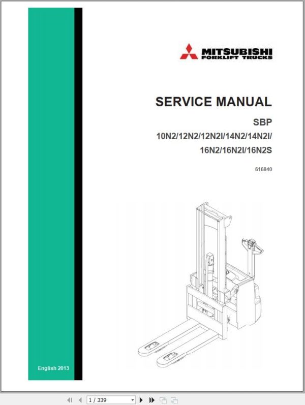 Mitsubishi Forklift SBP10N2 SBP16NSR Service Operation Manual 03.2022 (2)