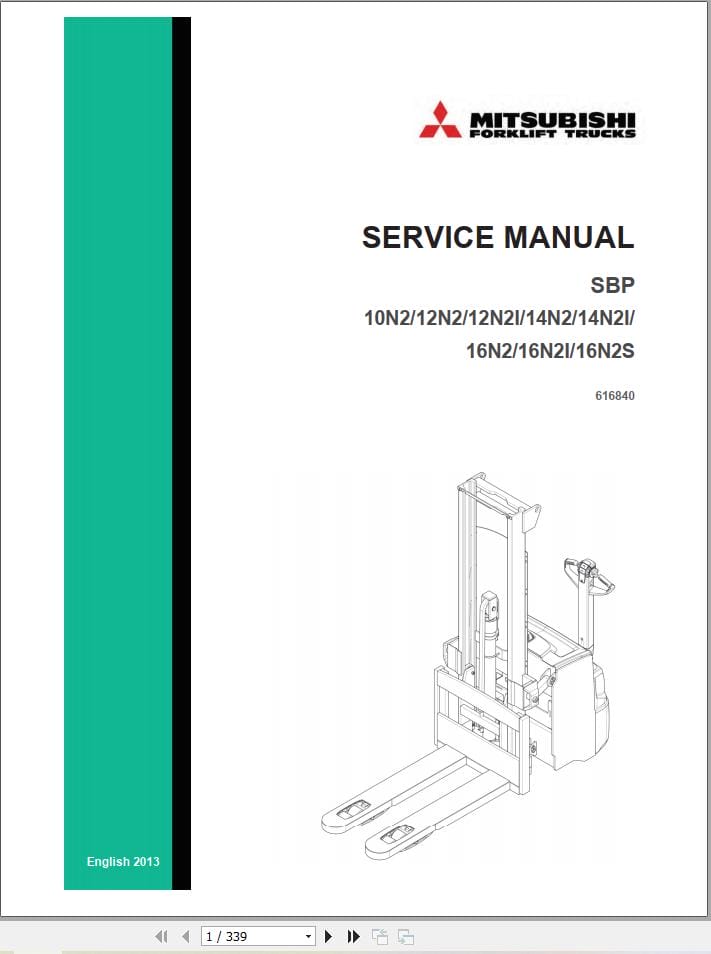 Mitsubishi Forklift SBP10N2 to RBS30CB Service Manual (1)