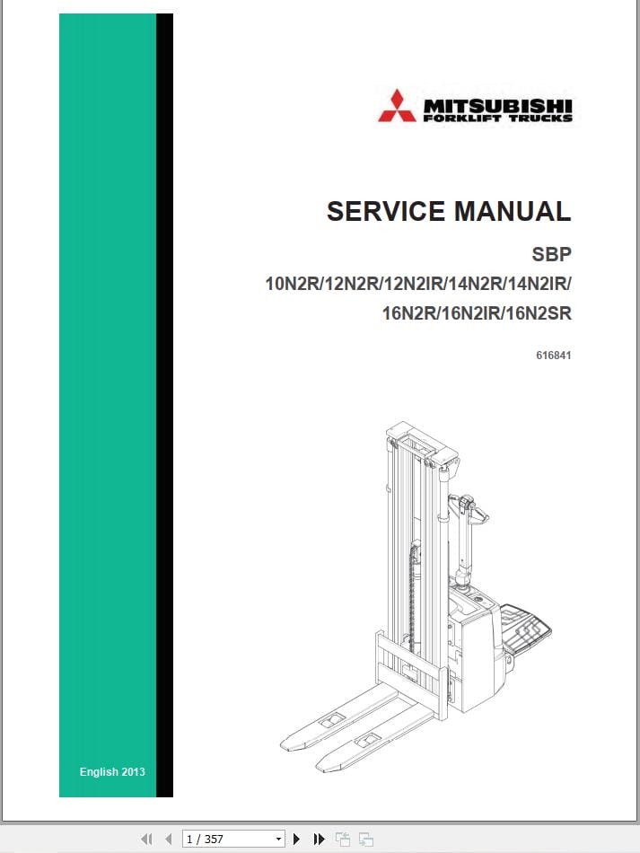 Mitsubishi Forklift SBP10N2R to SBP16N2SR Service Manual (1)