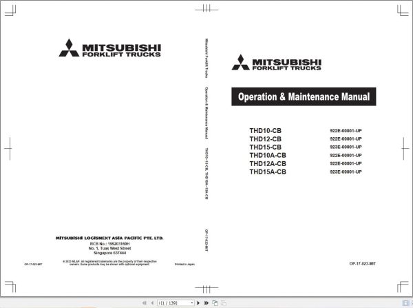 Mitsubishi Forklift THD10 CB Service Operation Manual (2)