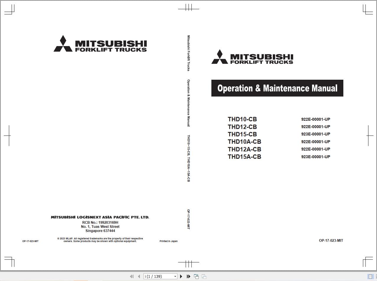 Mitsubishi Forklift THD10 CB Service Operation Manual (2)