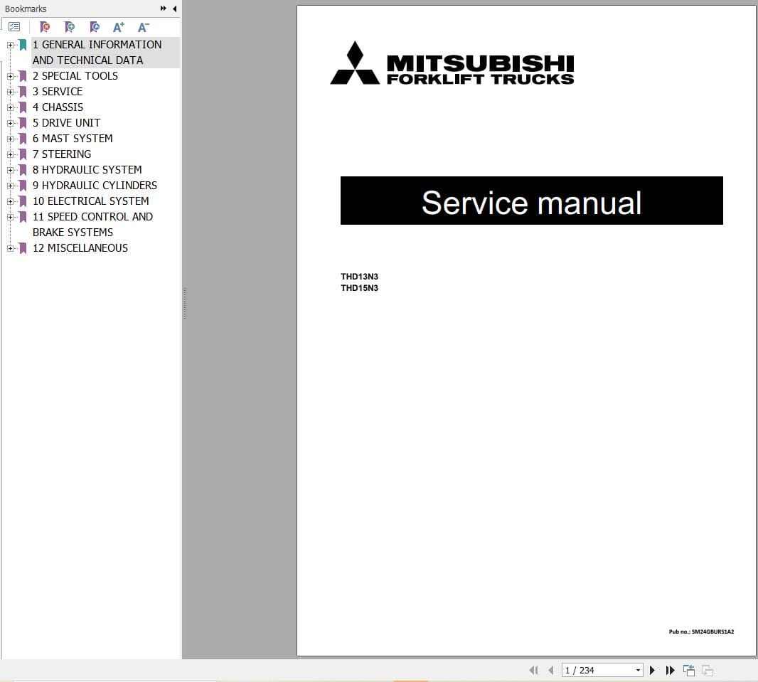 Mitsubishi Forklift THD13N3 THD15N3 Service Manual (1)