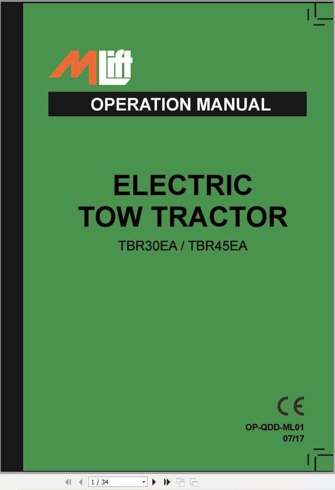 Mlift Electric Tow Tractor TBR30EA TBR45EA Service Operation Manual (2)