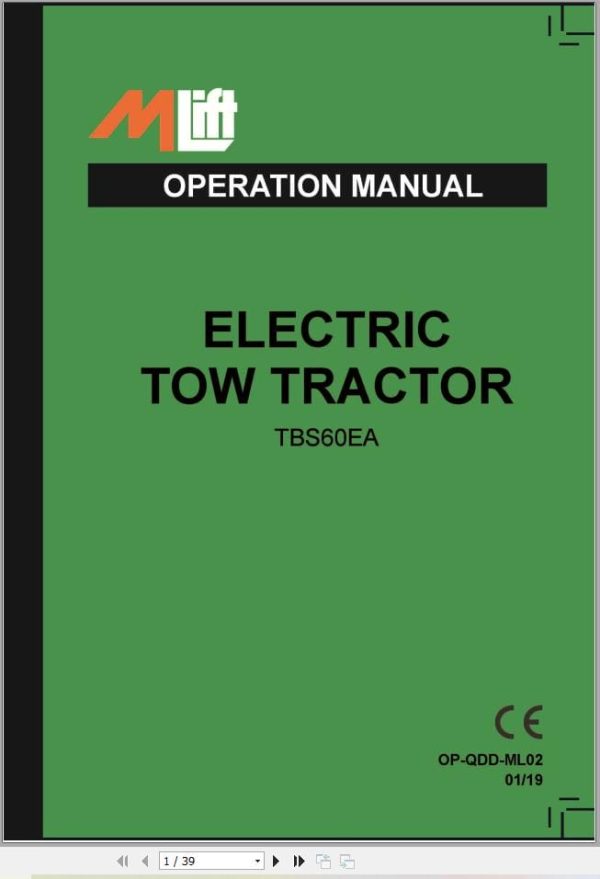 Mlift Electric Tow Tractor TBS60EA Service Operation Manual (2)