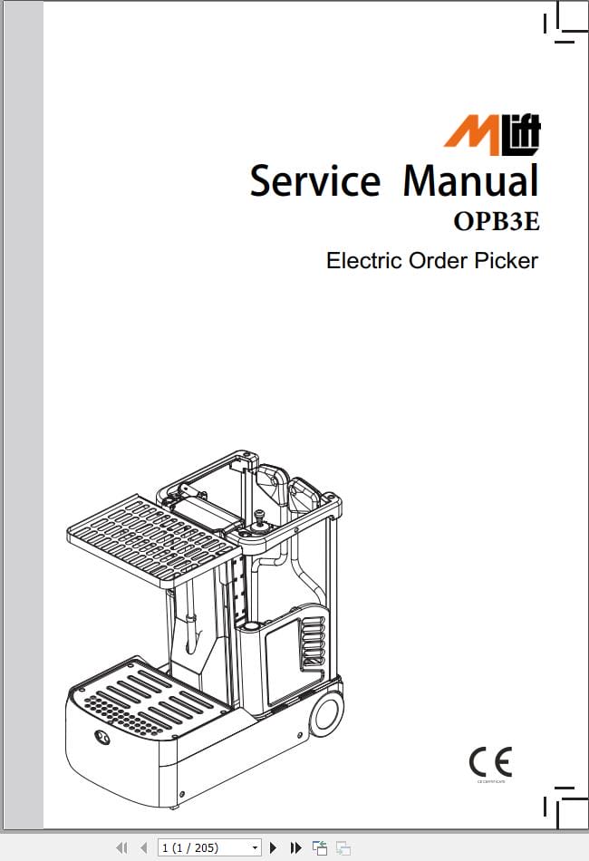 Mlift Forklift OPB3E Service Operation Manual (1)