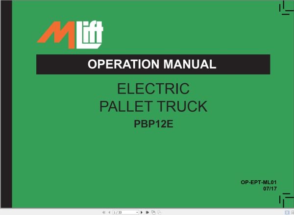 Mlift Forklift PBP12E Service Operation Manual (1)