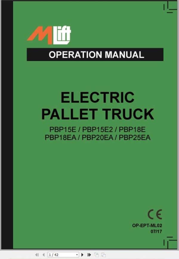 Mlift Forklift PBP15E PBP15E2 Service Operation Manual (1)