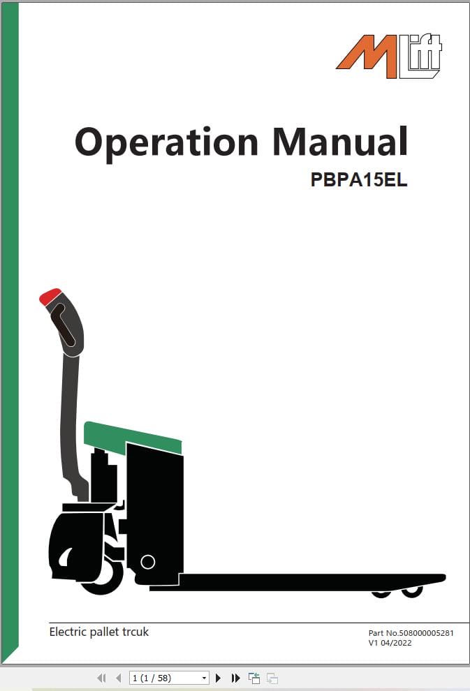Mlift Forklift PBPA15EL Operation Manual (1)