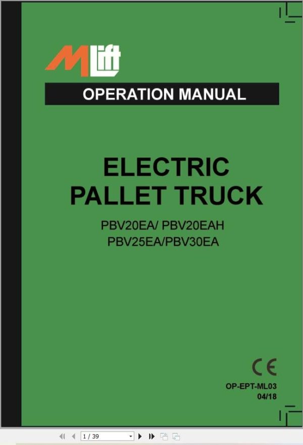 Mlift Forklift PBV20EA PBV20EAH PBV25EA PBV30EA Service Operation Manual (2)