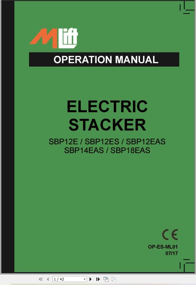 Mlift Forklift SBP12E SBP12ES Service Operation Manual (2)