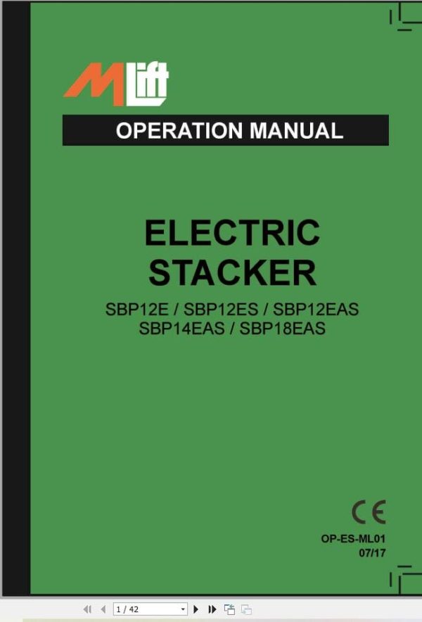 Mlift Forklift SBP14EAS Service Operation Parts Manual (2)