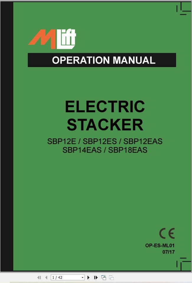 Mlift Forklift SBP18EAS Service Operation Parts Manual (1)