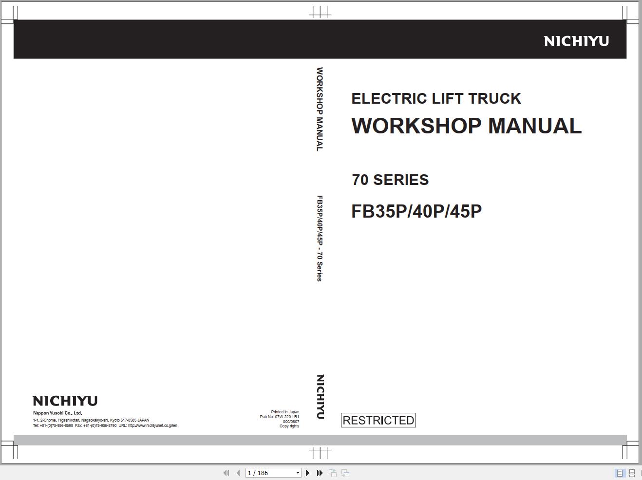 Nichiyu Forklift FB35P 70 FB40P 70 FB45PN 70 Workshop Manual 07W 2201 R1 (1)