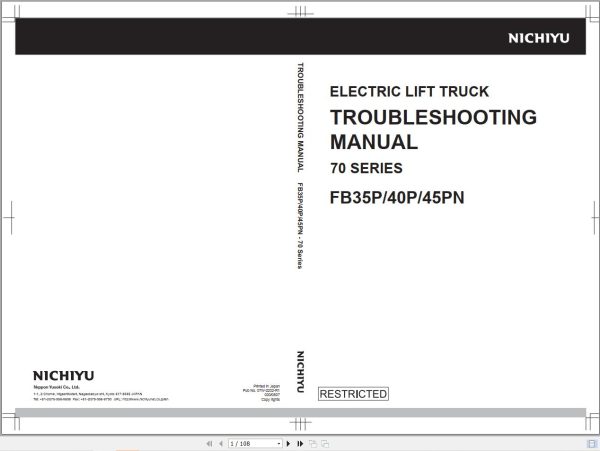 Nichiyu Forklift FB35P FB40P0 FB45PN   70 Series Parts Operation Workshop Manual (2)