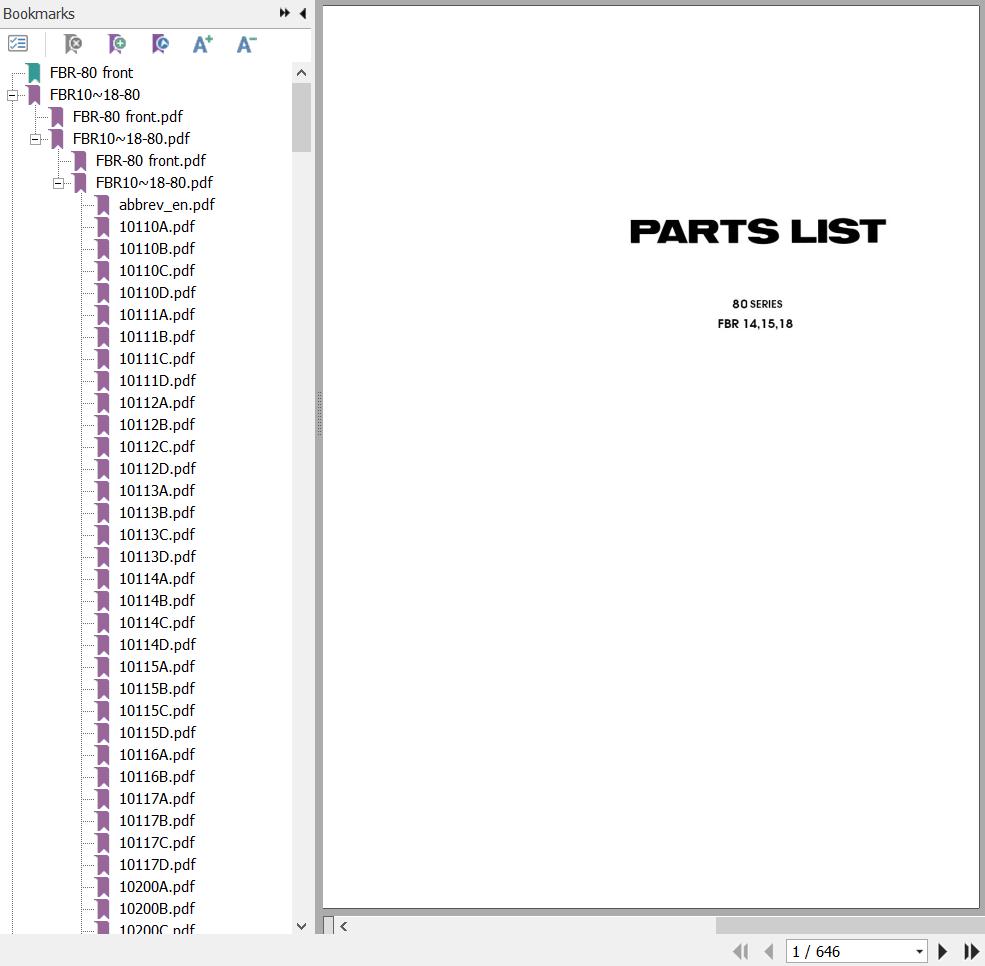 Nichiyu Forklift FBR14 FBR15 FBR18 Series 80 Parts List (1)