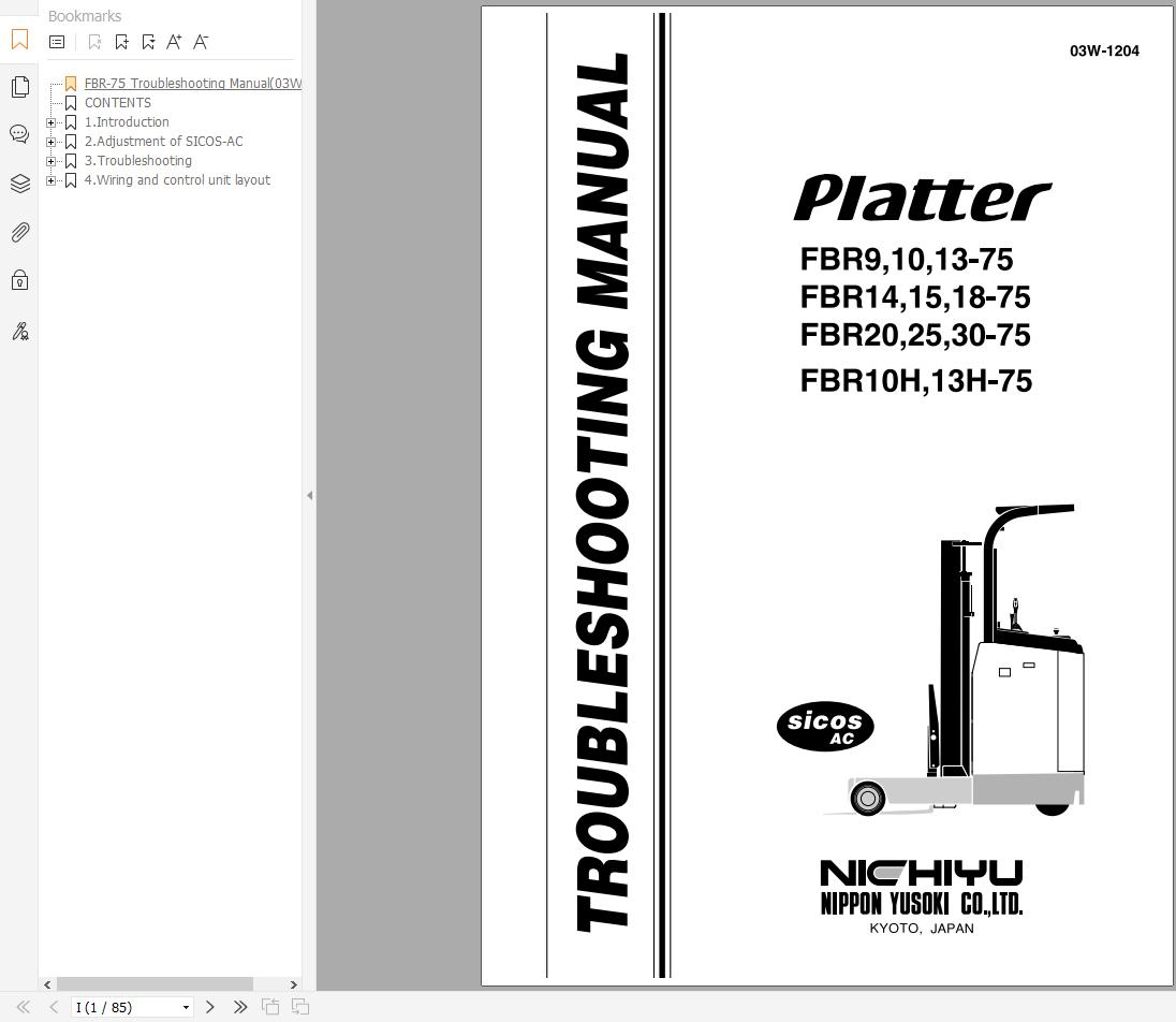 Nichiyu Forklift FBR9 30 75 Series Troubleshooting Manual 03W 1204 (1)