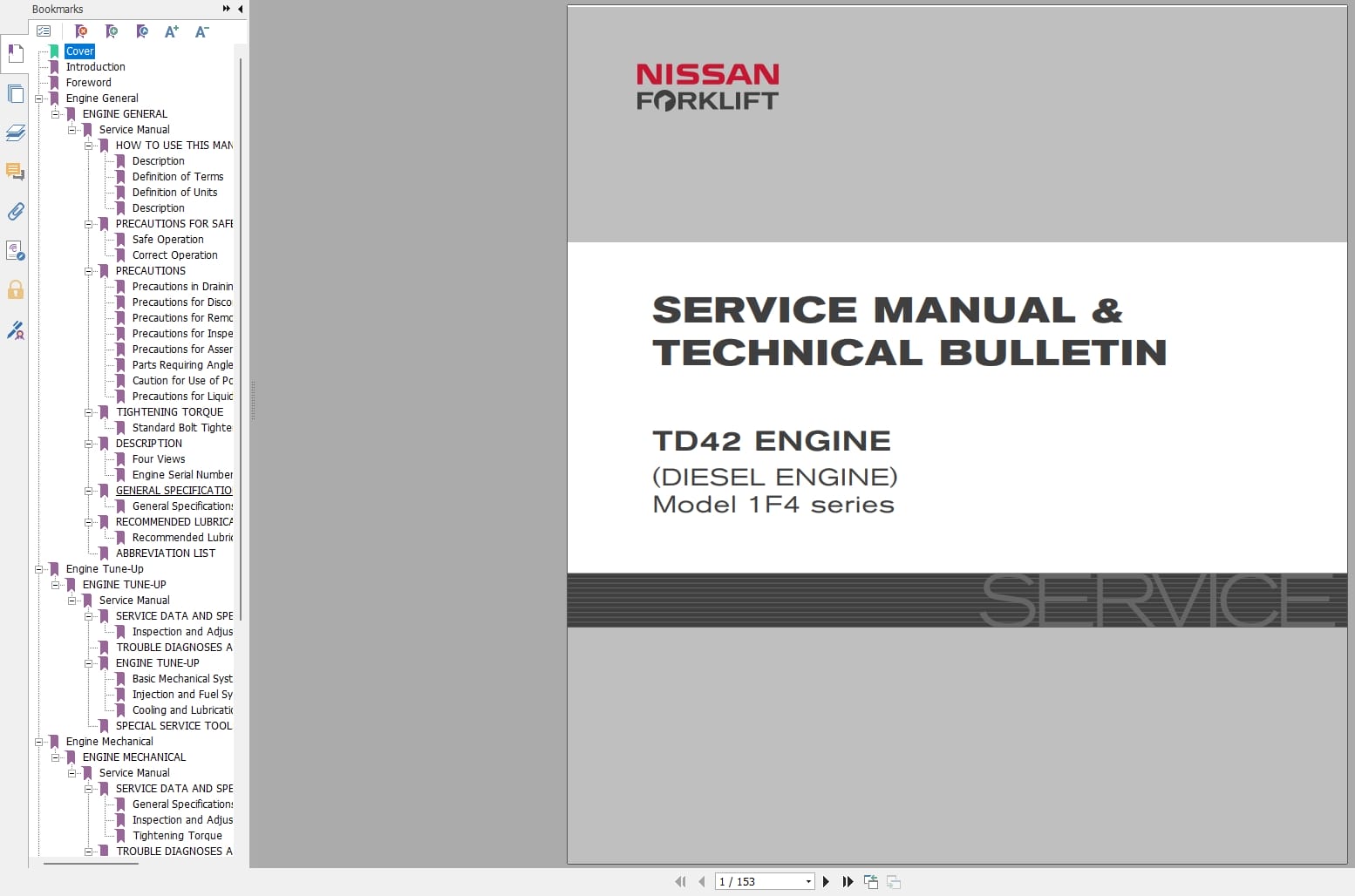 Nissan Diesel Engine TD42 For 1F4 Series Service Manual And Technical Bulletin (1)