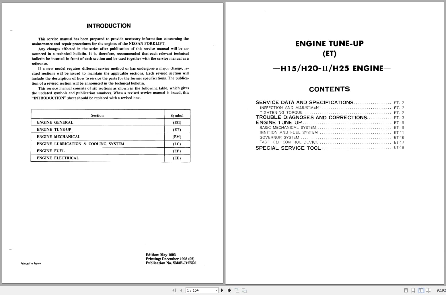 Nissan Engine H15 H20 II H25 For J01 J02 Service Manual SM3E J12EG0 (1)