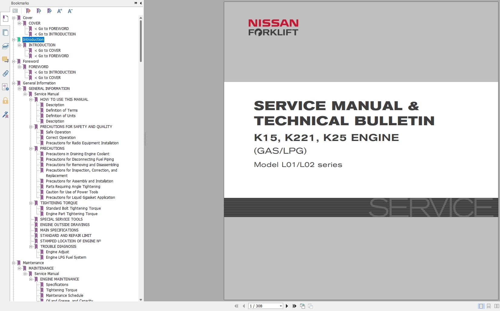 Nissan Engine K15 K21 K25 Service Manual And Technical Bulletin SM03E LOKG0 (1)