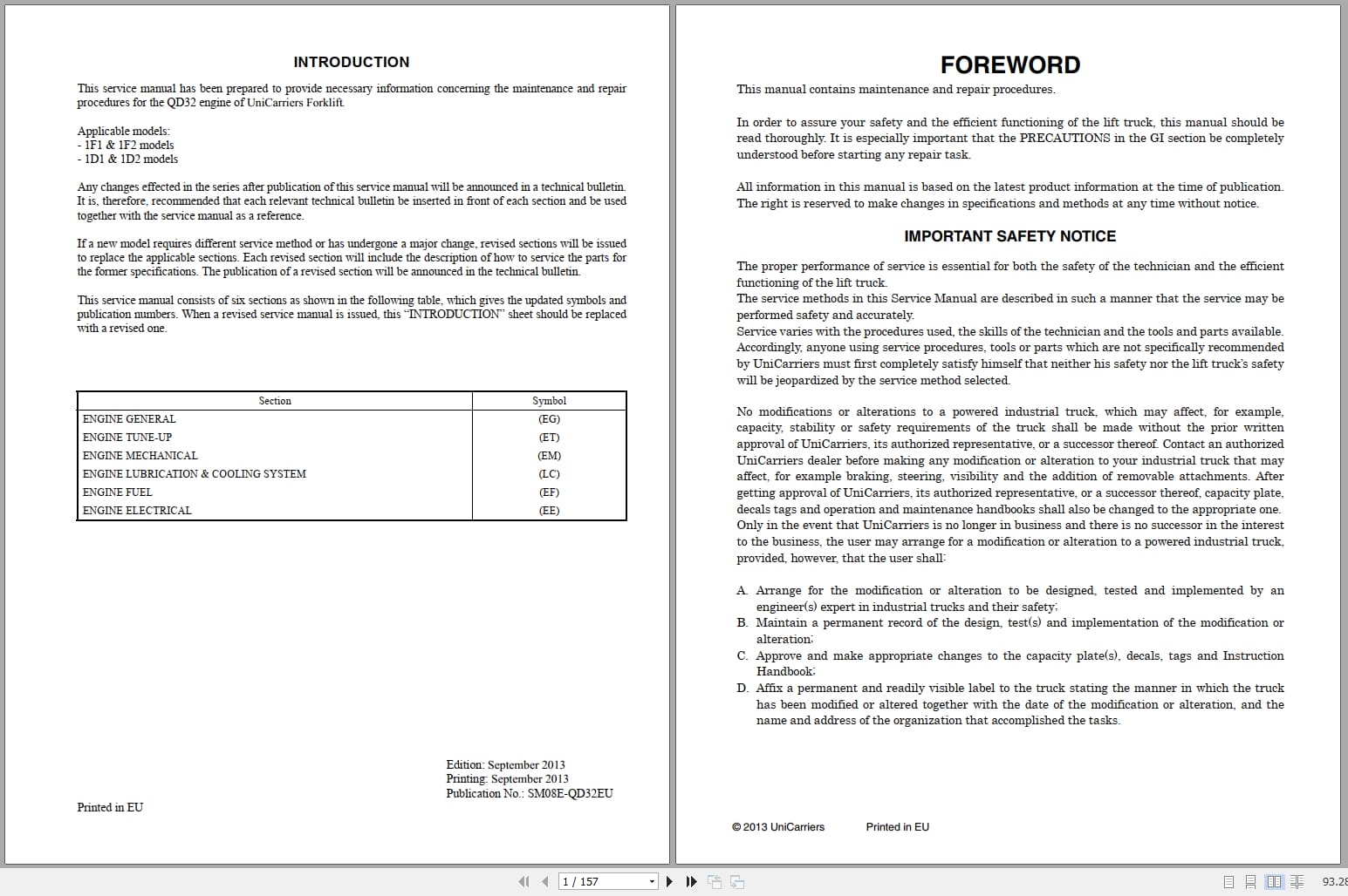 Nissan Engine QD32 For 1F1 1F2 1D1 1D2 Series Service Manual SM08E QD32EU (1)
