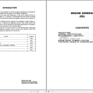 Nissan Engine TD27 BD30 For J01 J02 Series Service Manual SM3E J12EG0 (1)